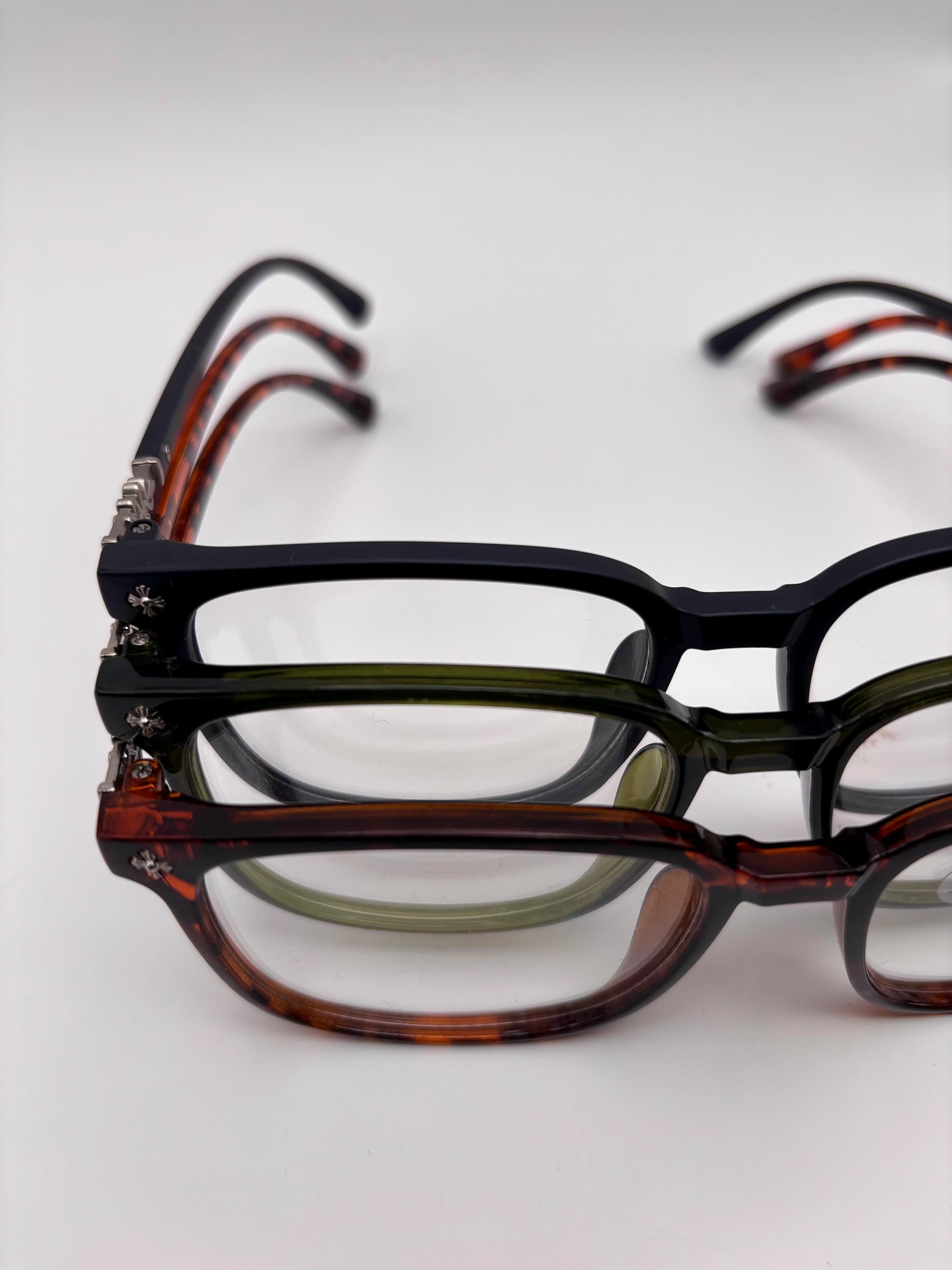 Chrome Cross Frame Glasses