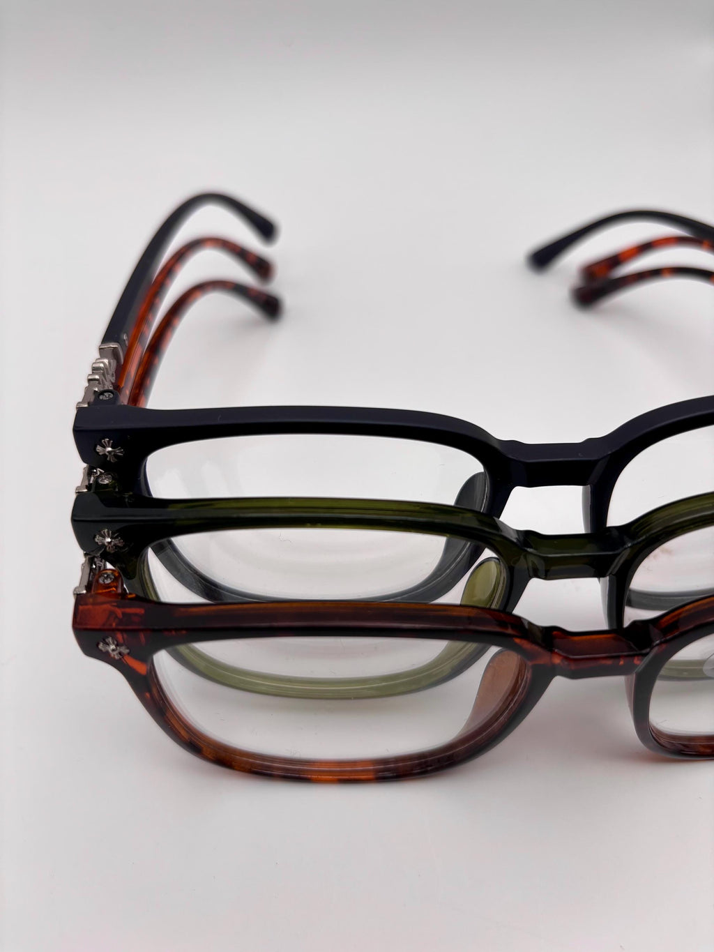 Chrome Cross Frame Glasses