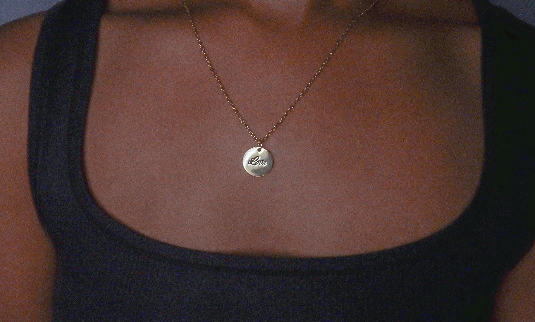 Engraved Plate Birthstone Necklace