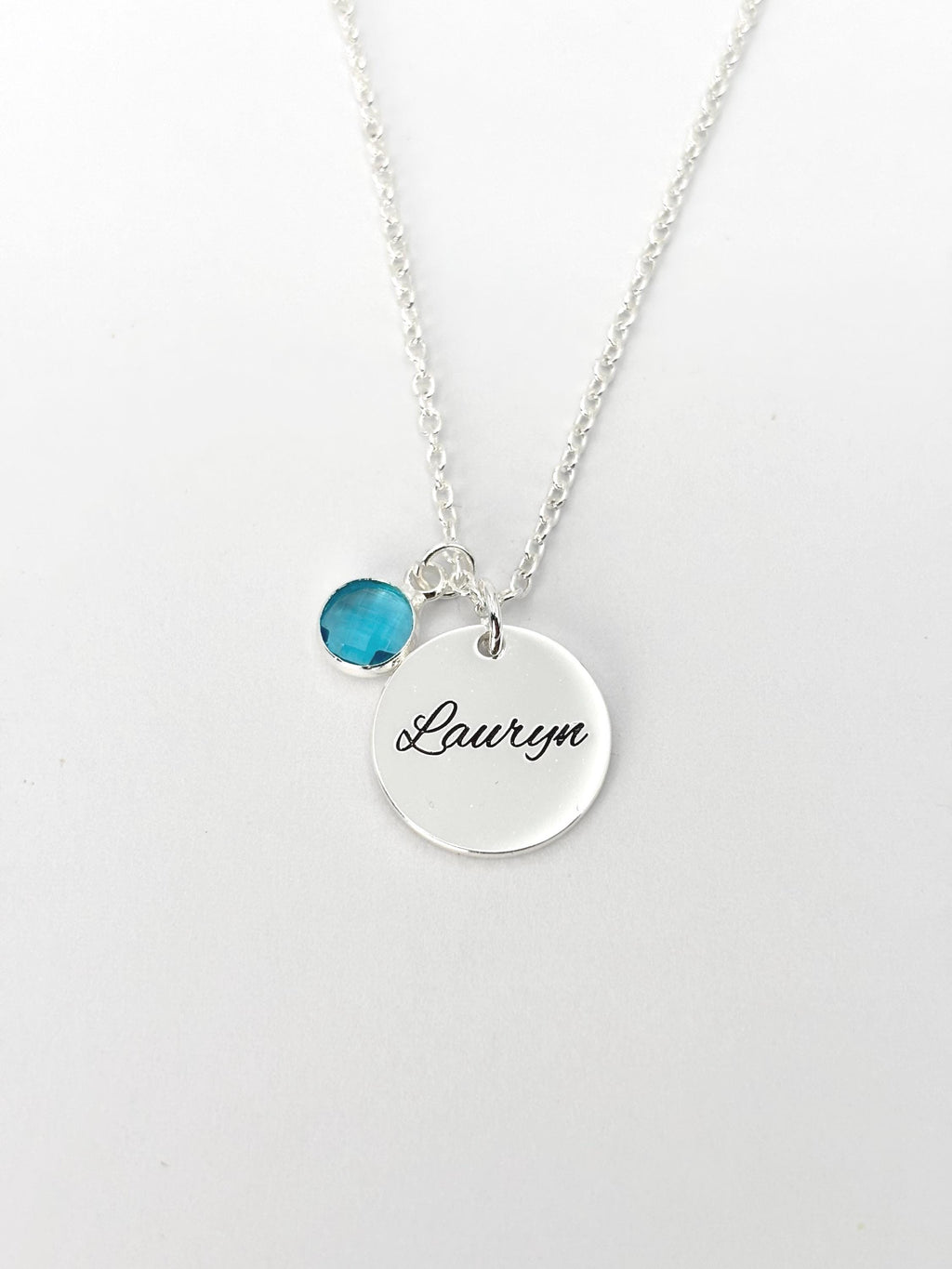 Engraved Plate Birthstone Necklace