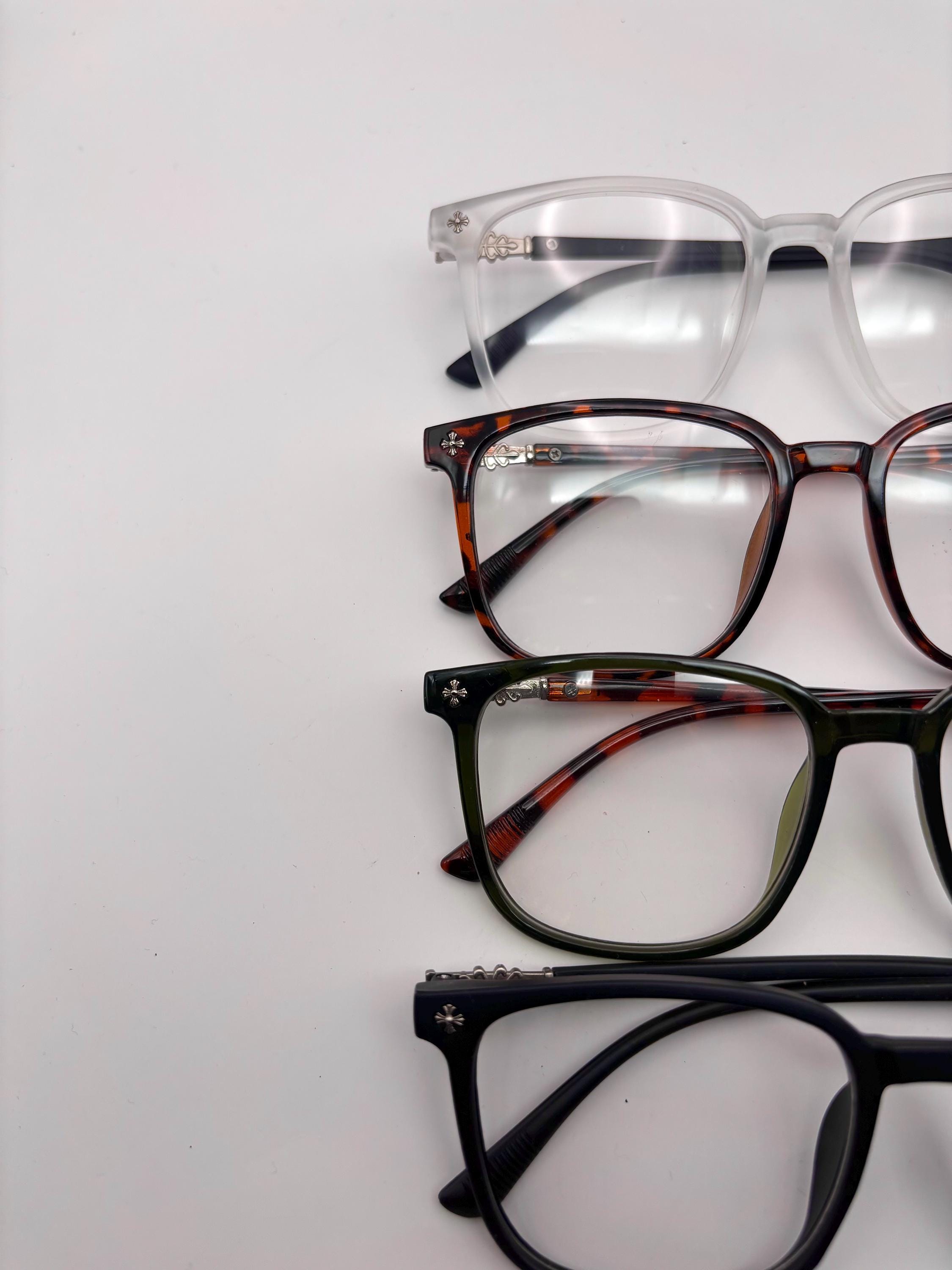 Chrome Cross Frame Glasses