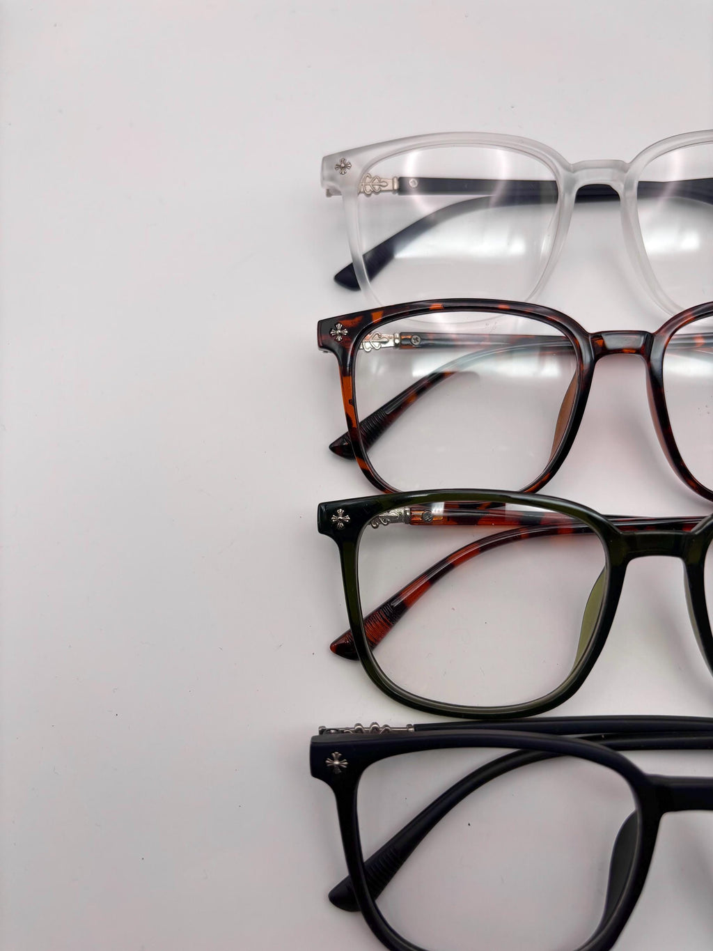 Chrome Cross Frame Glasses