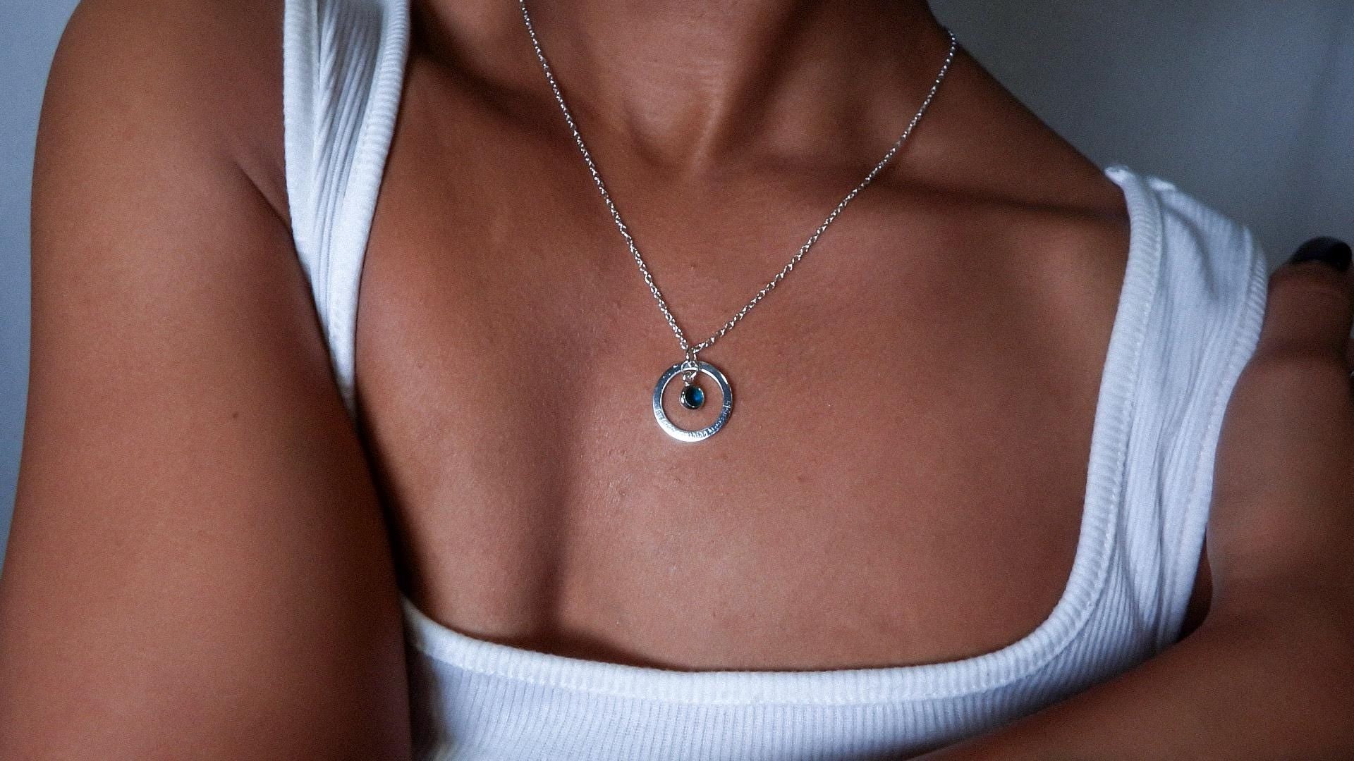 Engravable Sphere Birthstone Necklace
