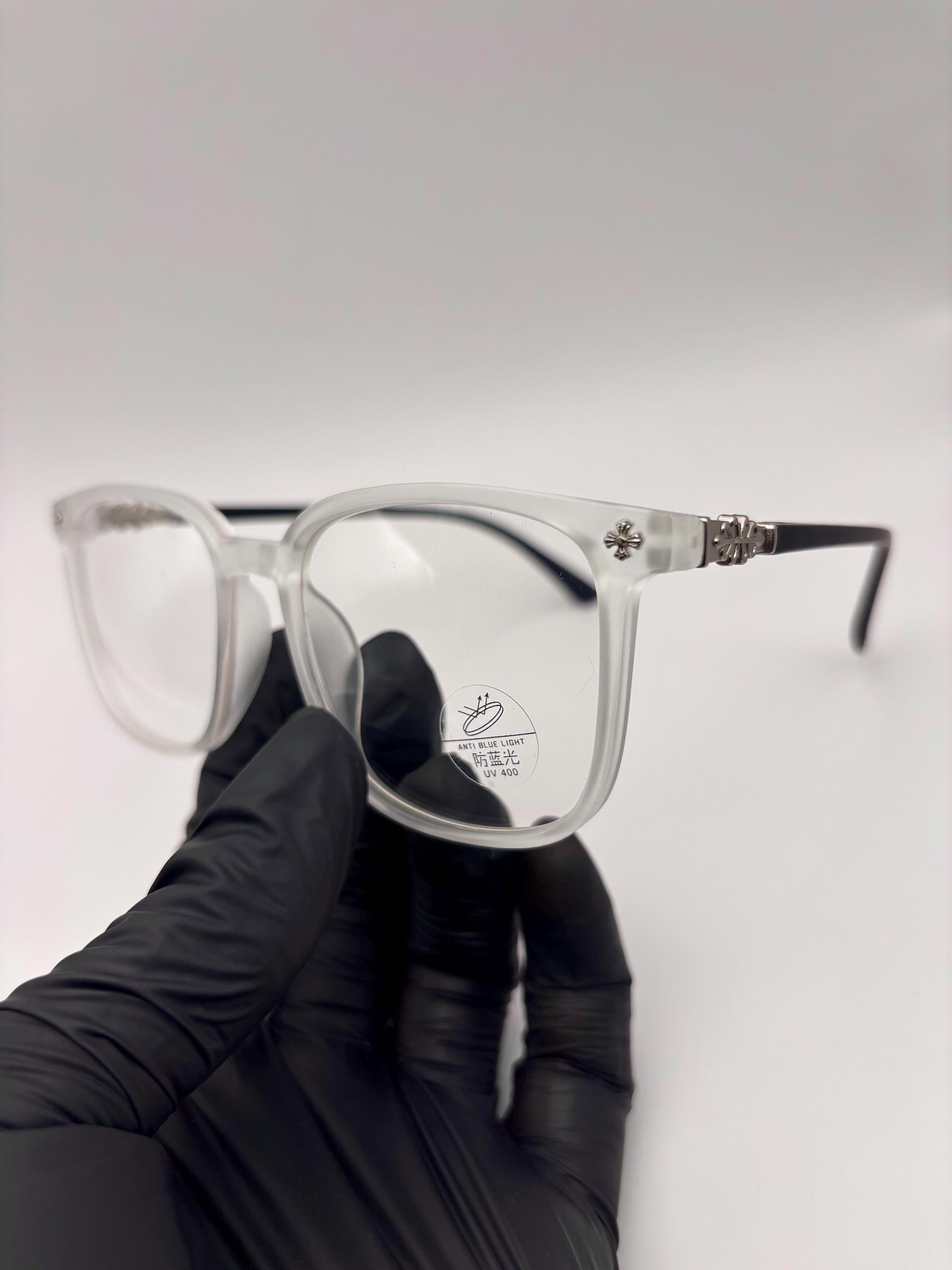 Chrome Cross Frame Glasses