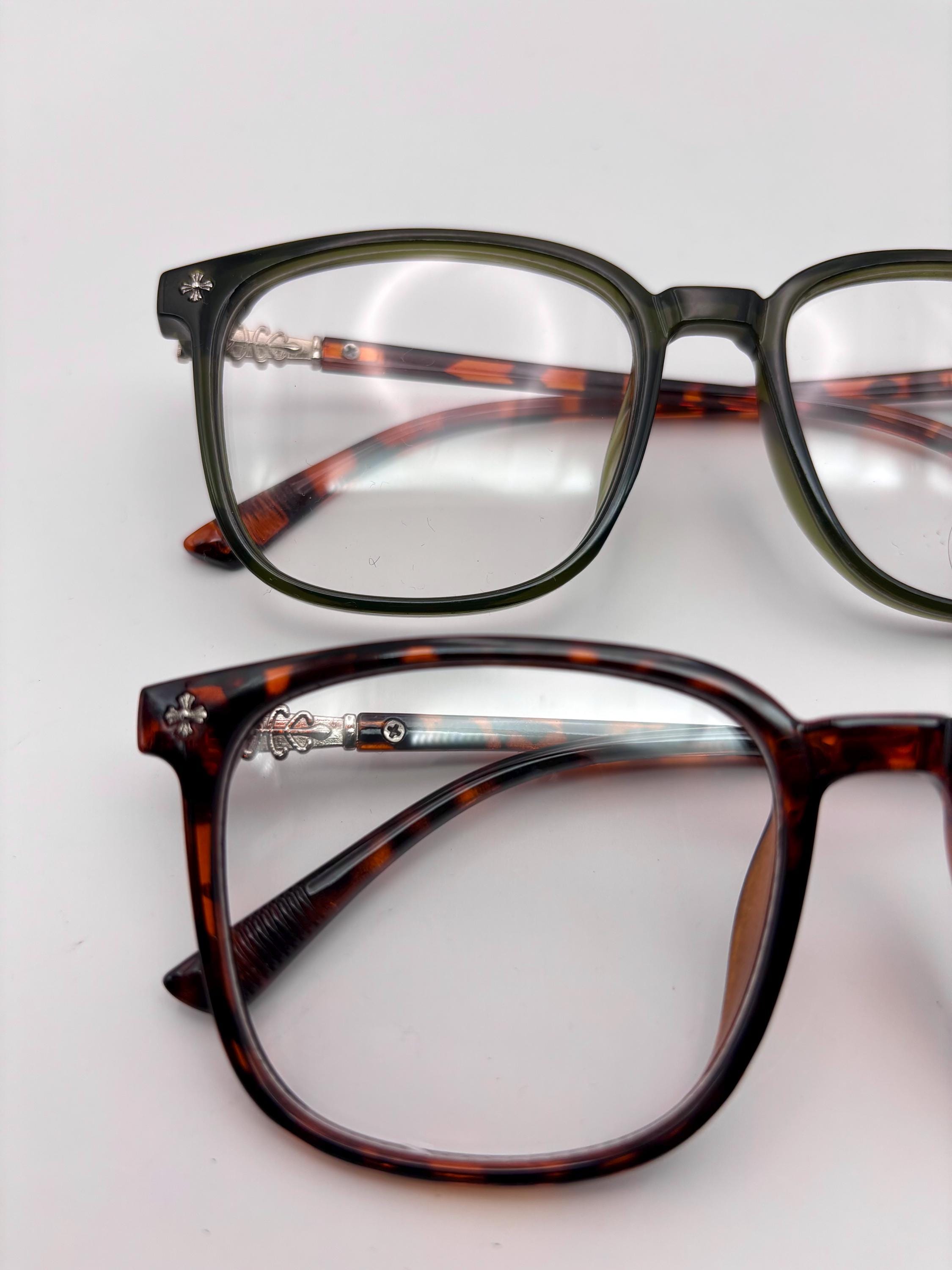 Chrome Cross Frame Glasses