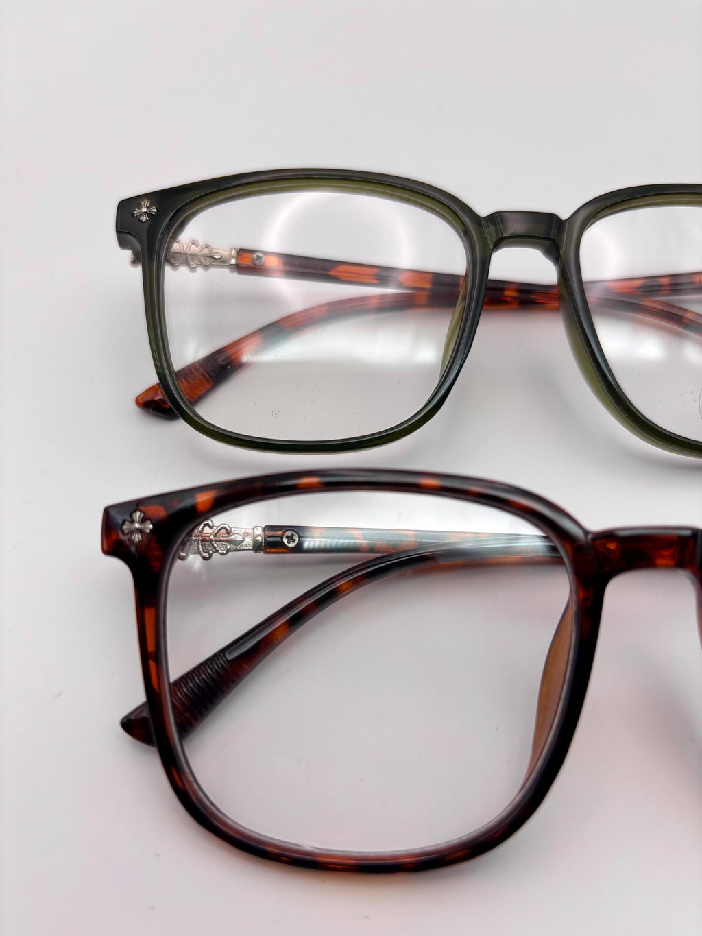 Chrome Cross Frame Glasses