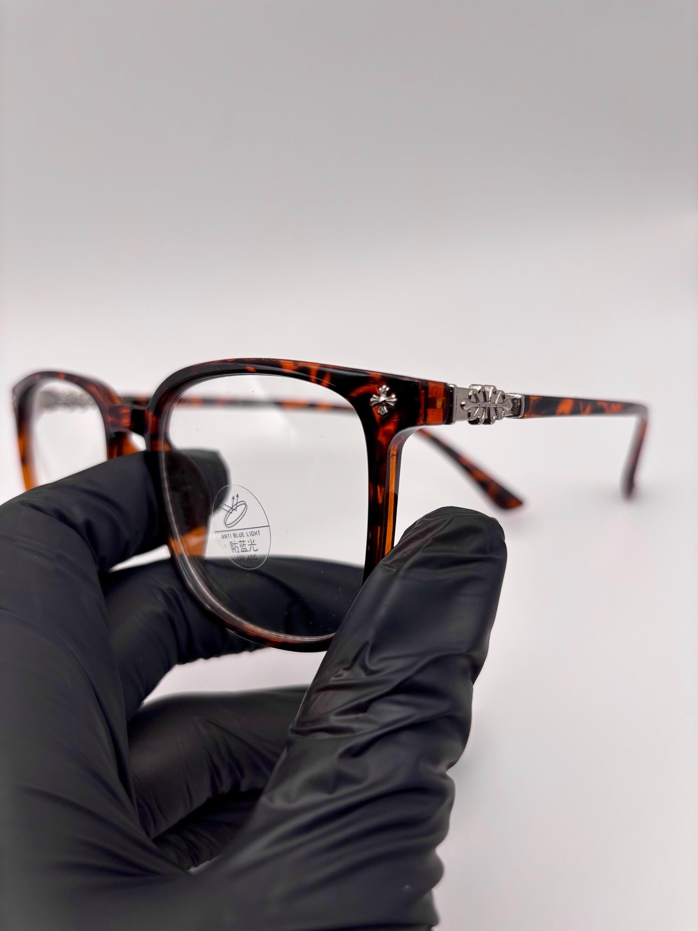 Chrome Cross Frame Glasses
