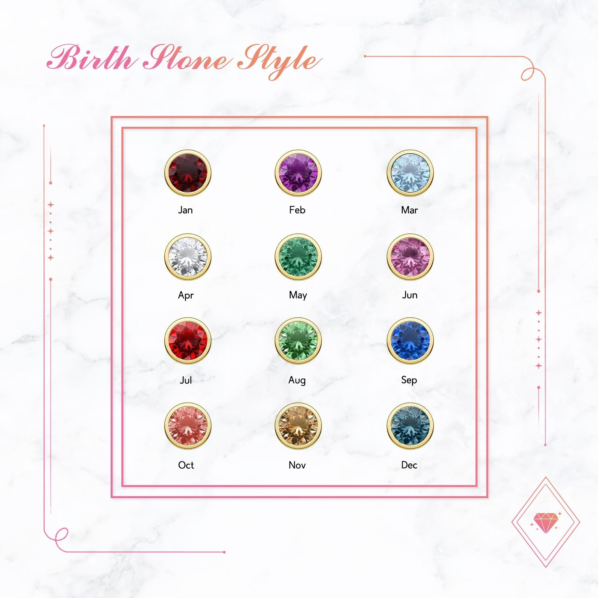 Engraved Plate Birthstone Necklace