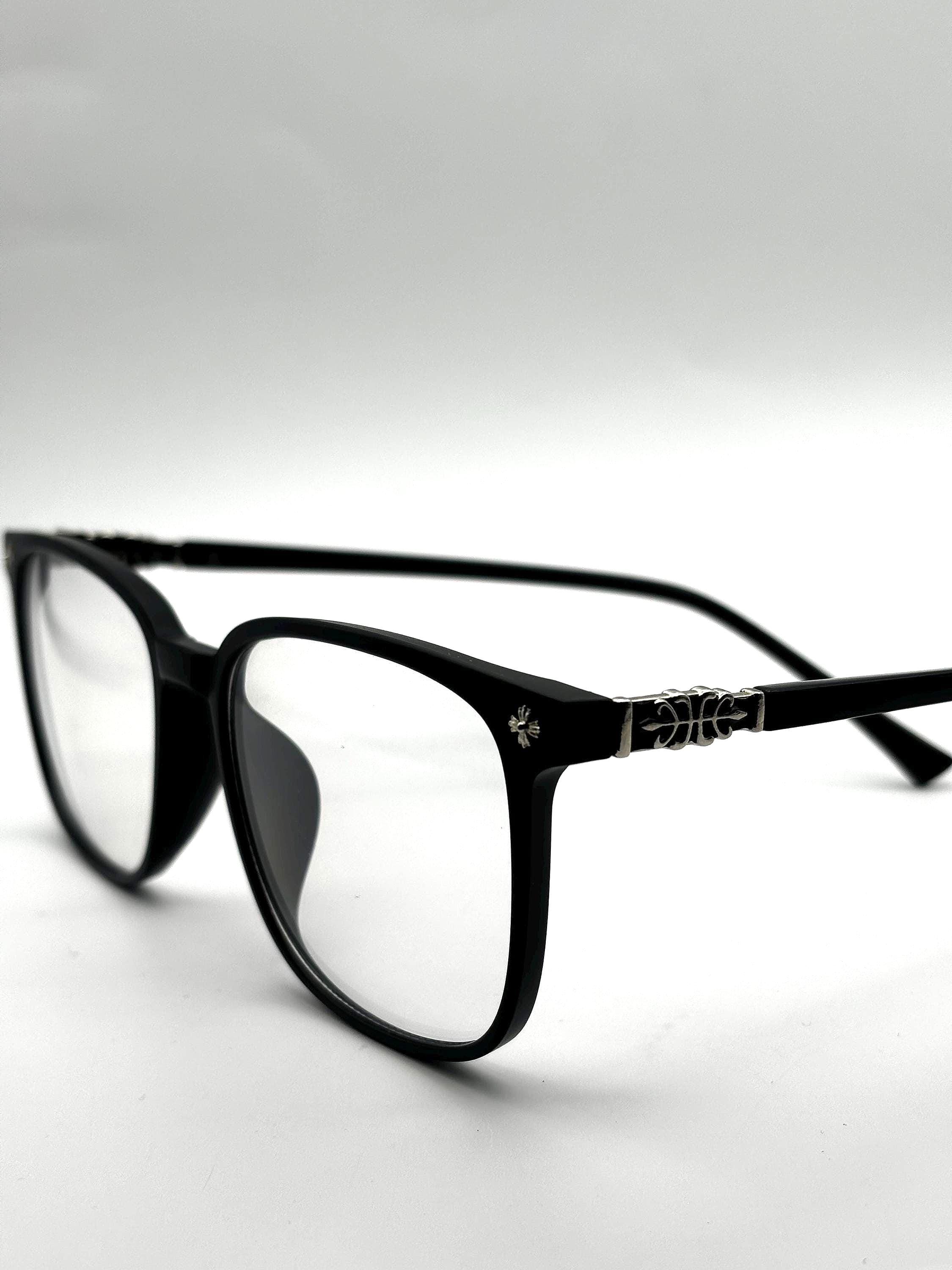 Chrome Cross Frame Glasses