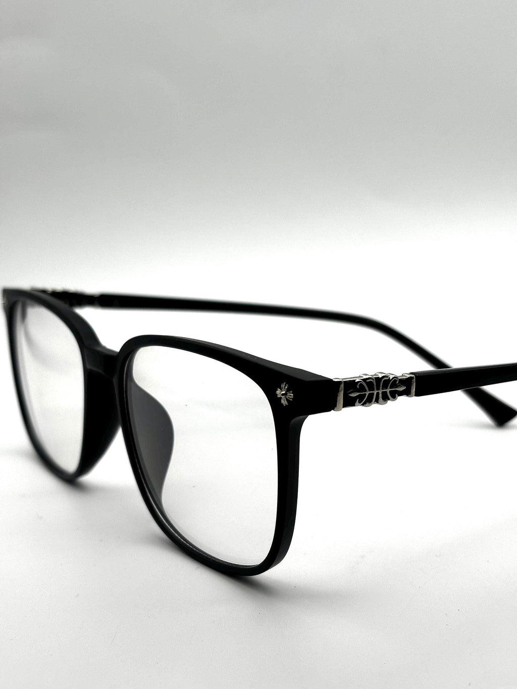 Chrome Cross Frame Glasses