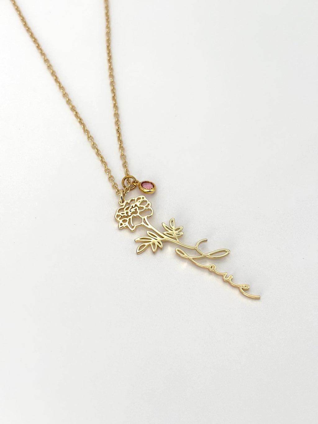 Personalized Birth Flower Name Necklace